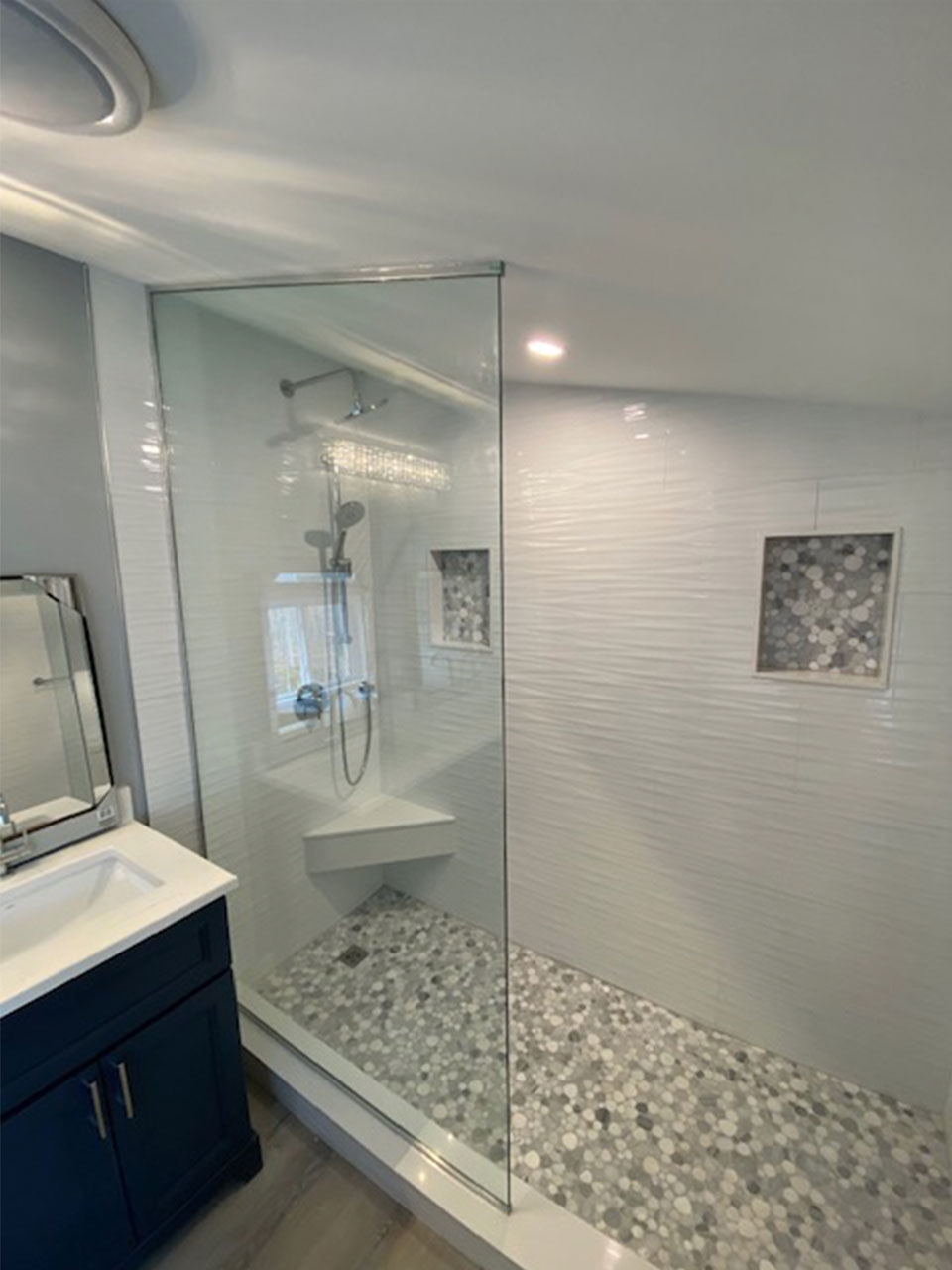 shower with a glass door
